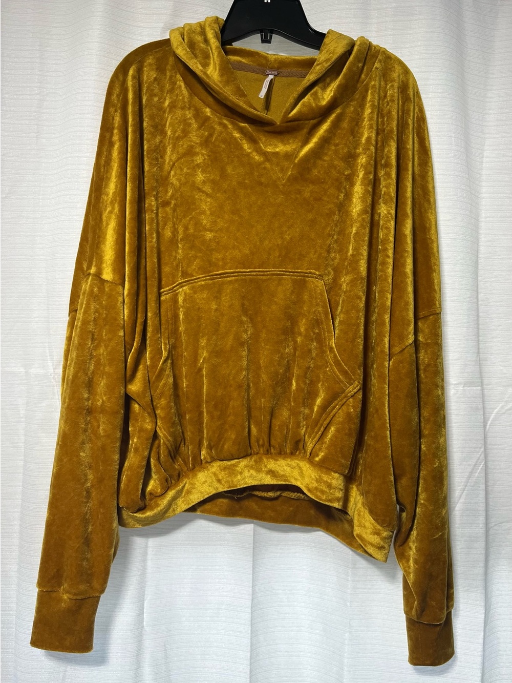 Free People Velvet Pullover Hoodie in Mustard - Women Tops